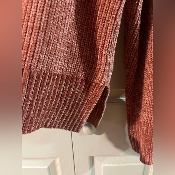 Cynthia Rowley Sweater Chenille Mock Turtleneck Chunky Texture Rose Pink Size M - Picture 4 of 5